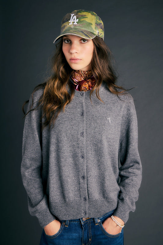 Posy Cashmere Cardigan Grey Marle
