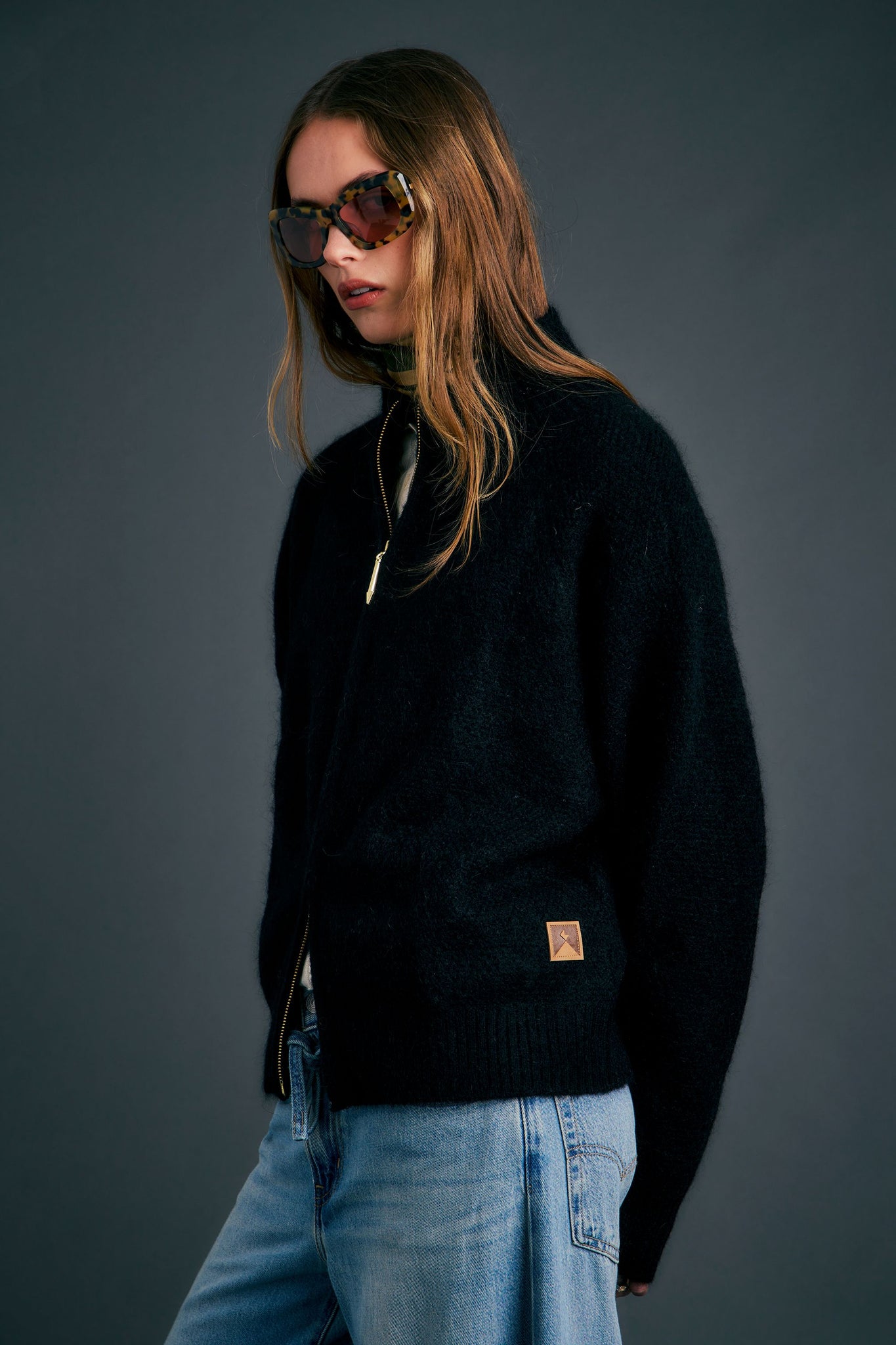 Nestle Knit Bomber Black