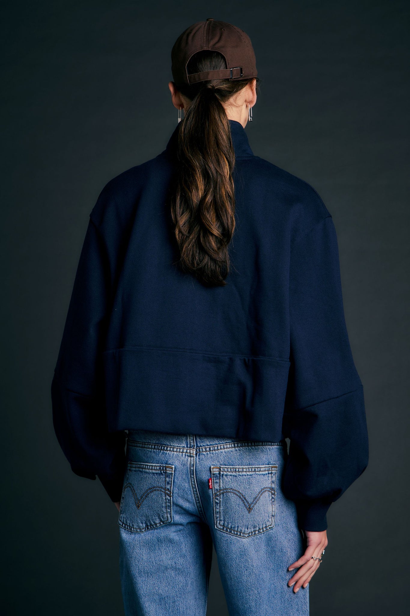 Runaway Zip Front Sweatshirt Navy