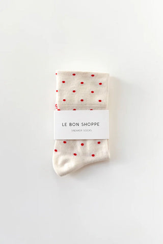 Patterned Sneaker Socks Cream/Red Polka Dot