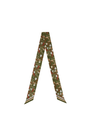 Whimsy Floral Long Twilly Olive Multi