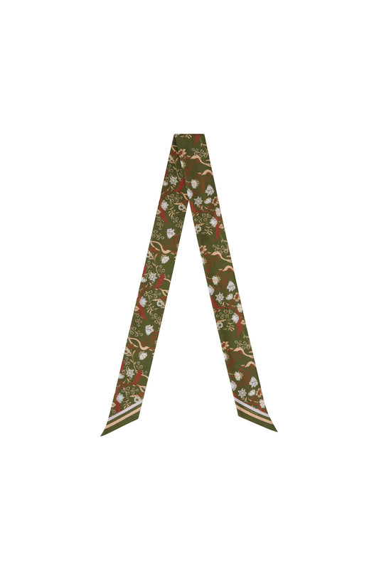 Whimsy Floral Long Twilly Olive Multi