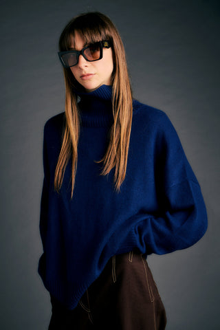 Carmen Oversized Turtleneck Sweater Navy