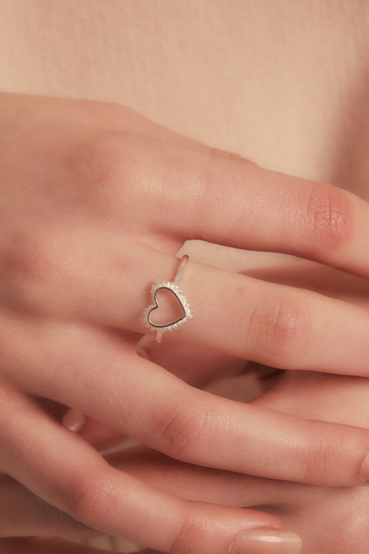 Flaming Heart Ring Silver