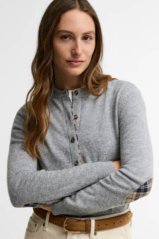Pendle Knitted Cardigan Grey Marl/Birchwood Tartan