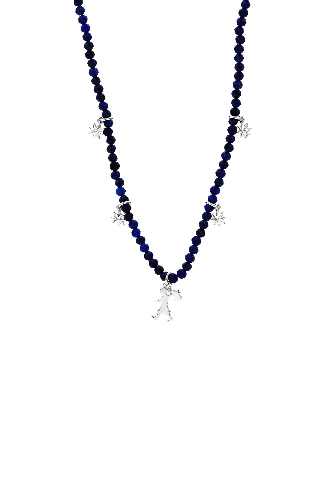 Lapis Charm Necklace Silver