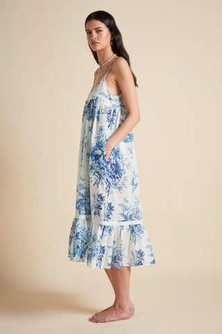 Romantic Floral Lace Insert Nightie Teal
