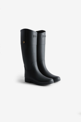 Refined Gold Trim Riding Boot Black