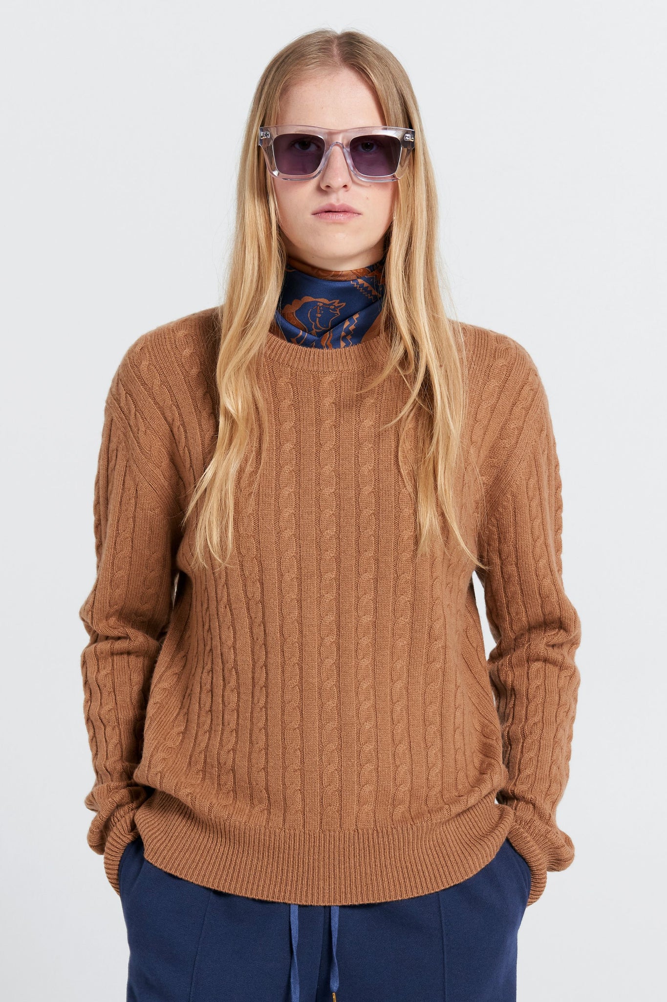Classic Cable Knit Sweater Tan