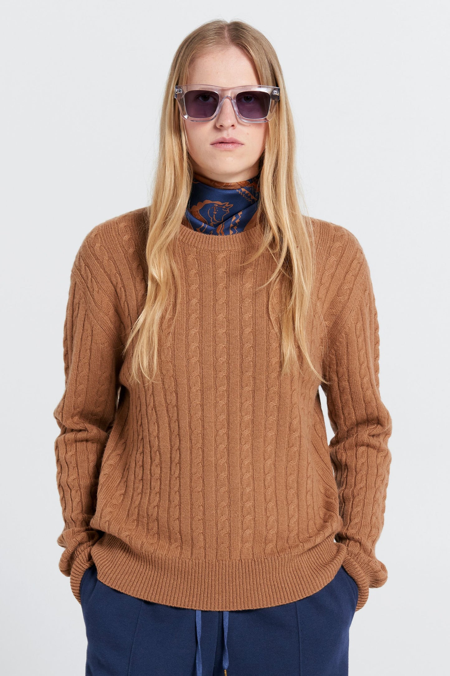 Classic Cable Knit Sweater Tan