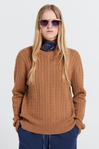 Classic Cable Knit Sweater Tan