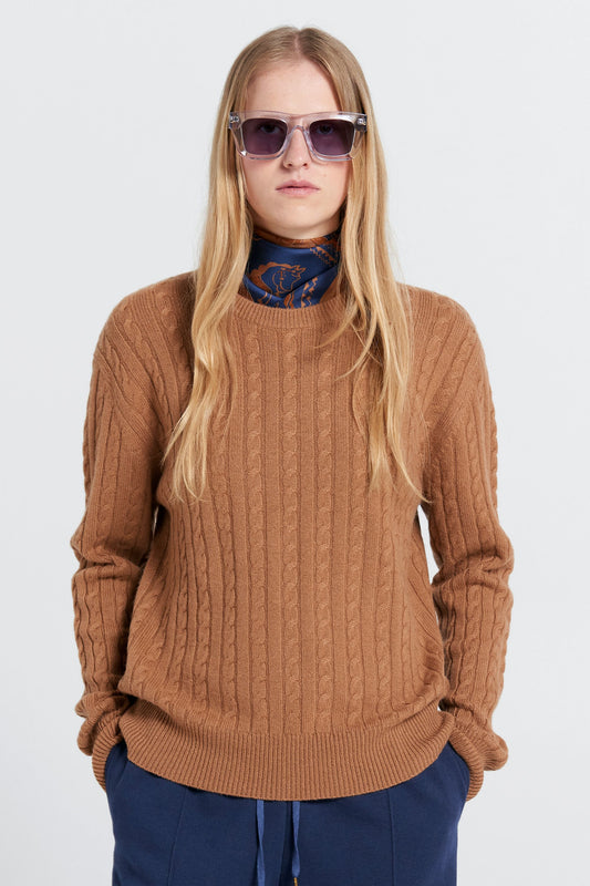 Classic Cable Knit Sweater Tan