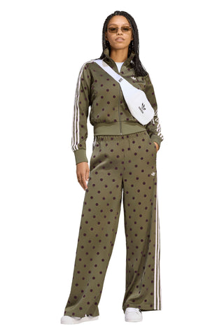 Satin Polka Dots Wide Leg Pant Olive Strata