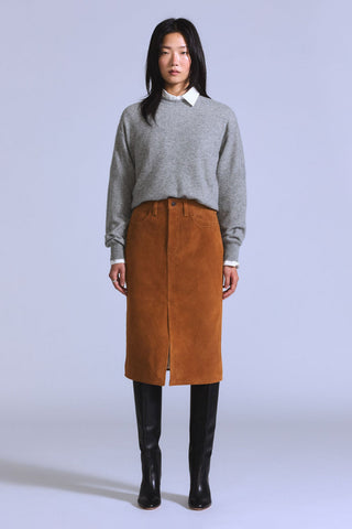 Blue Tab Suede Pencil Skirt Toffee