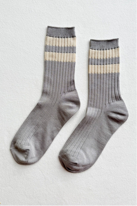 Her Varsity Socks Stone White