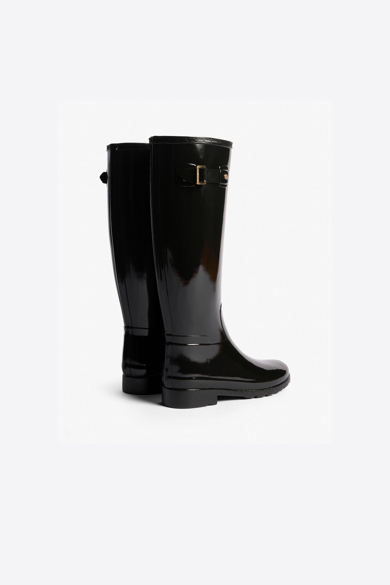 Refined Gold Trim Tall Gloss Boot Black