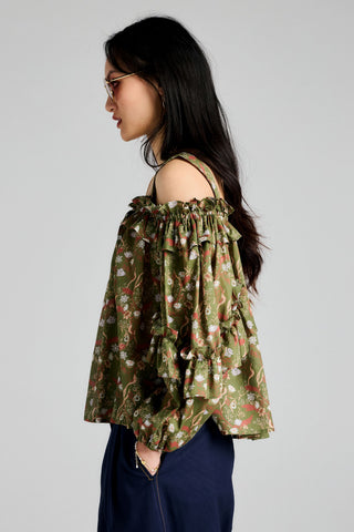 Leah Top Olive Multi