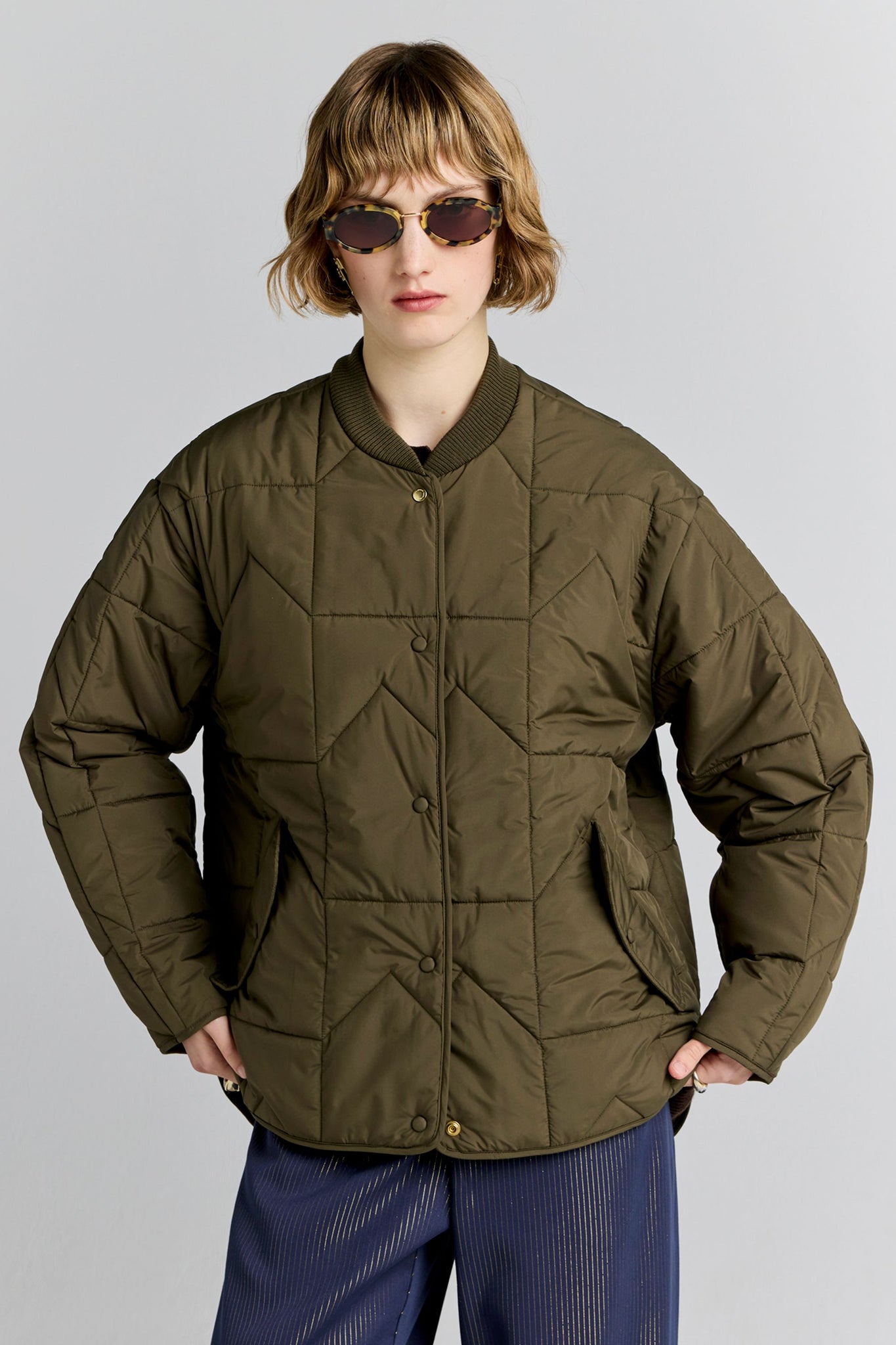 Quilted Monogram Jacket Dark Olive