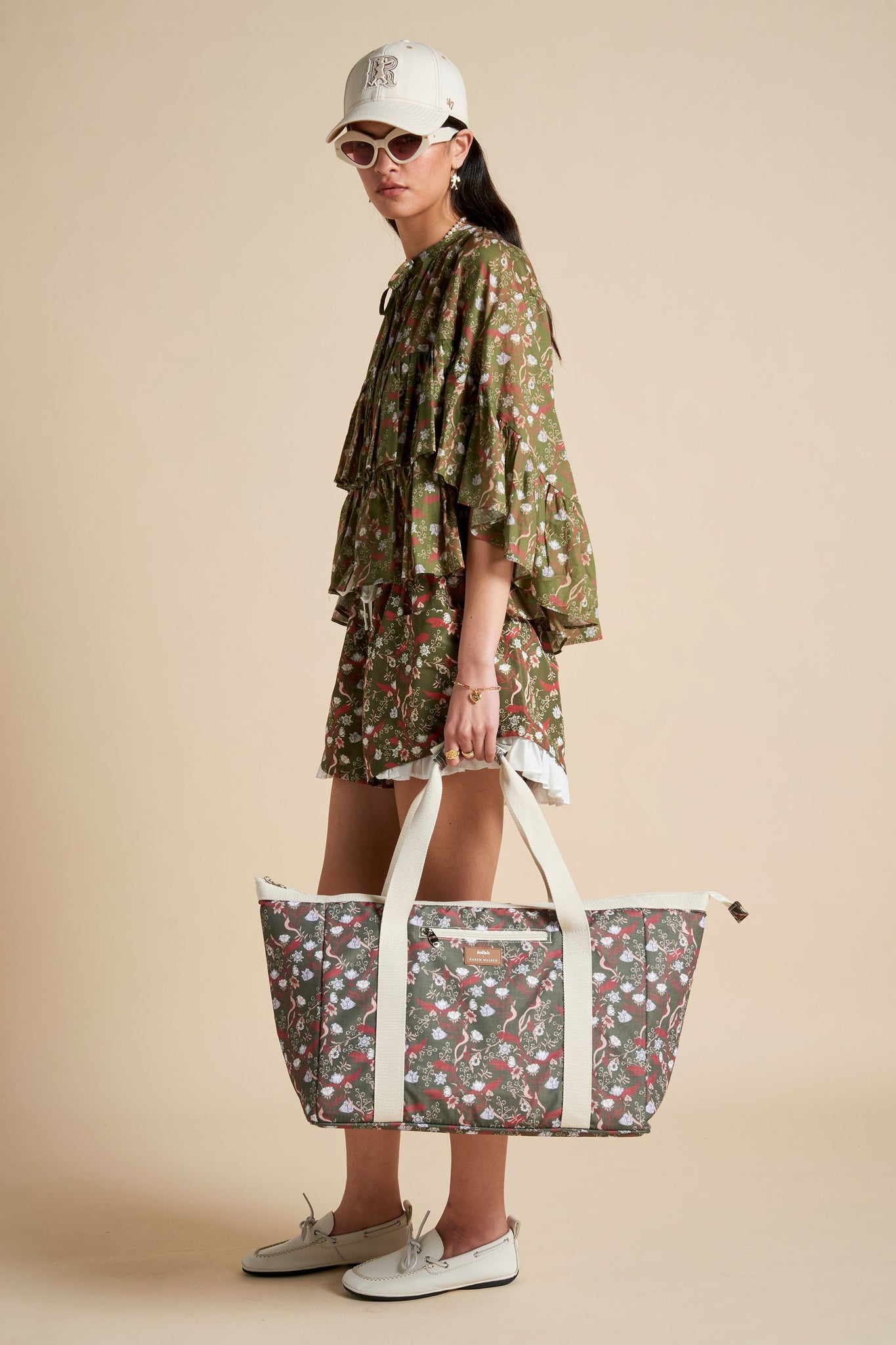 Tote Bag Whimsy Floral Olive Multi