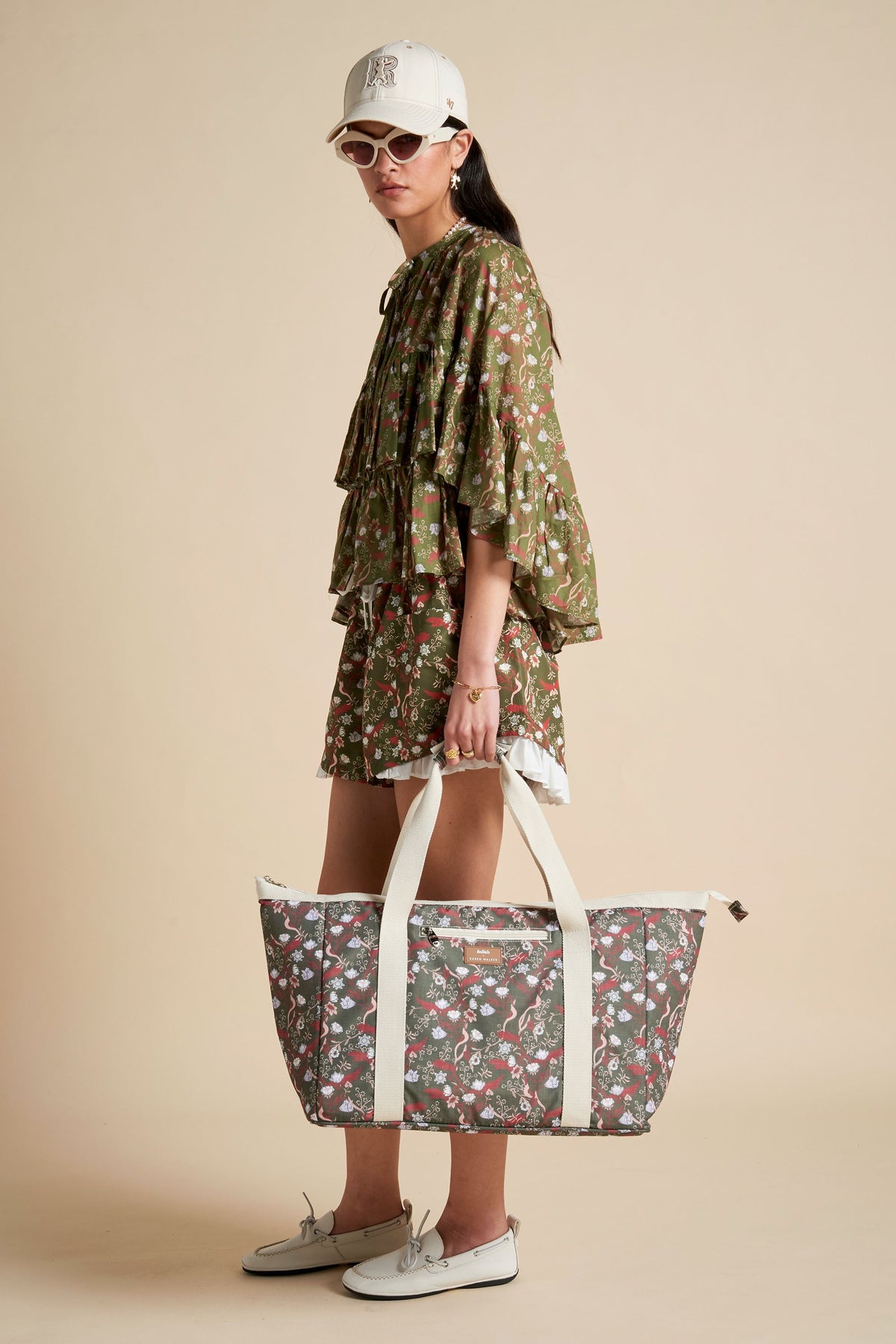 Tote Bag Whimsy Floral Olive Multi