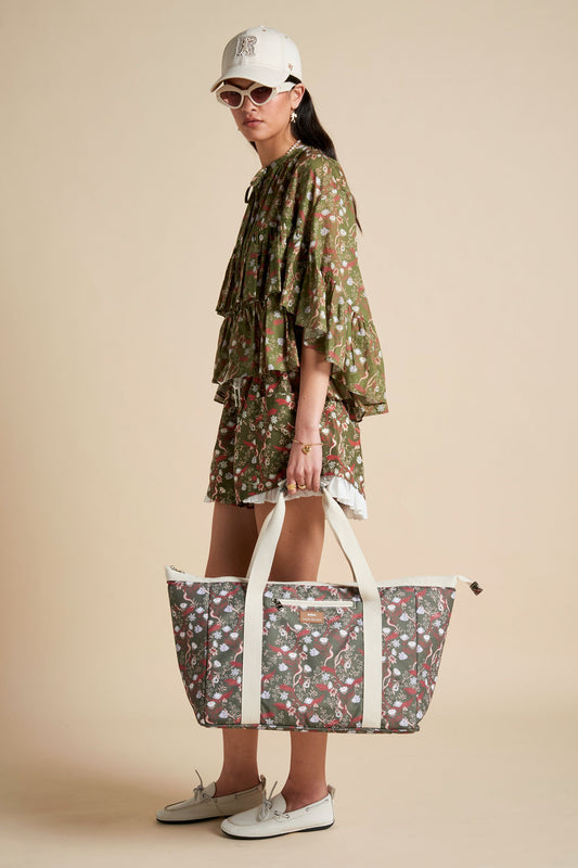 Tote Bag Whimsy Floral Olive Multi