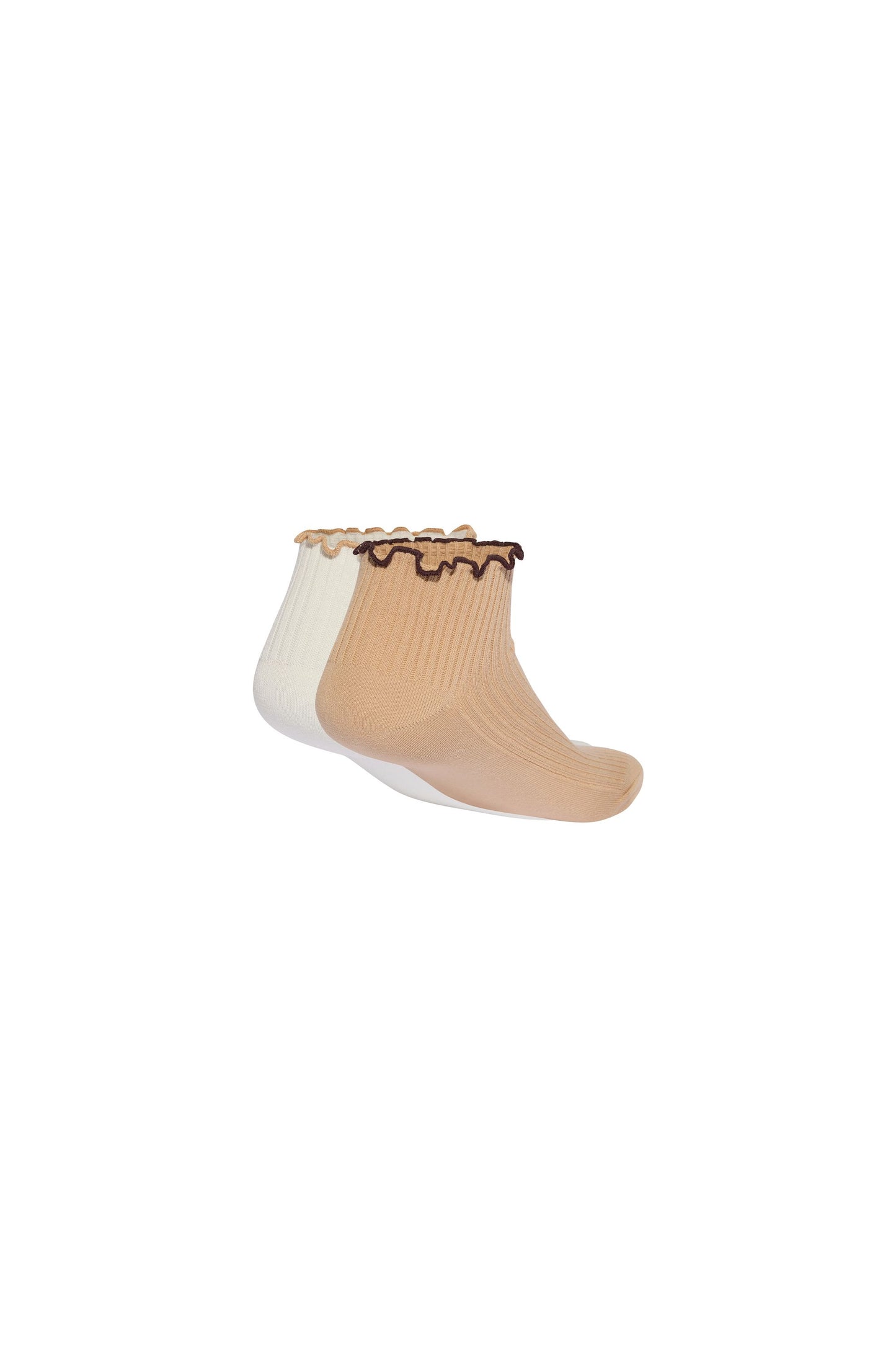 Ruffle Quarter Socks 2 Pack Off White/Beige