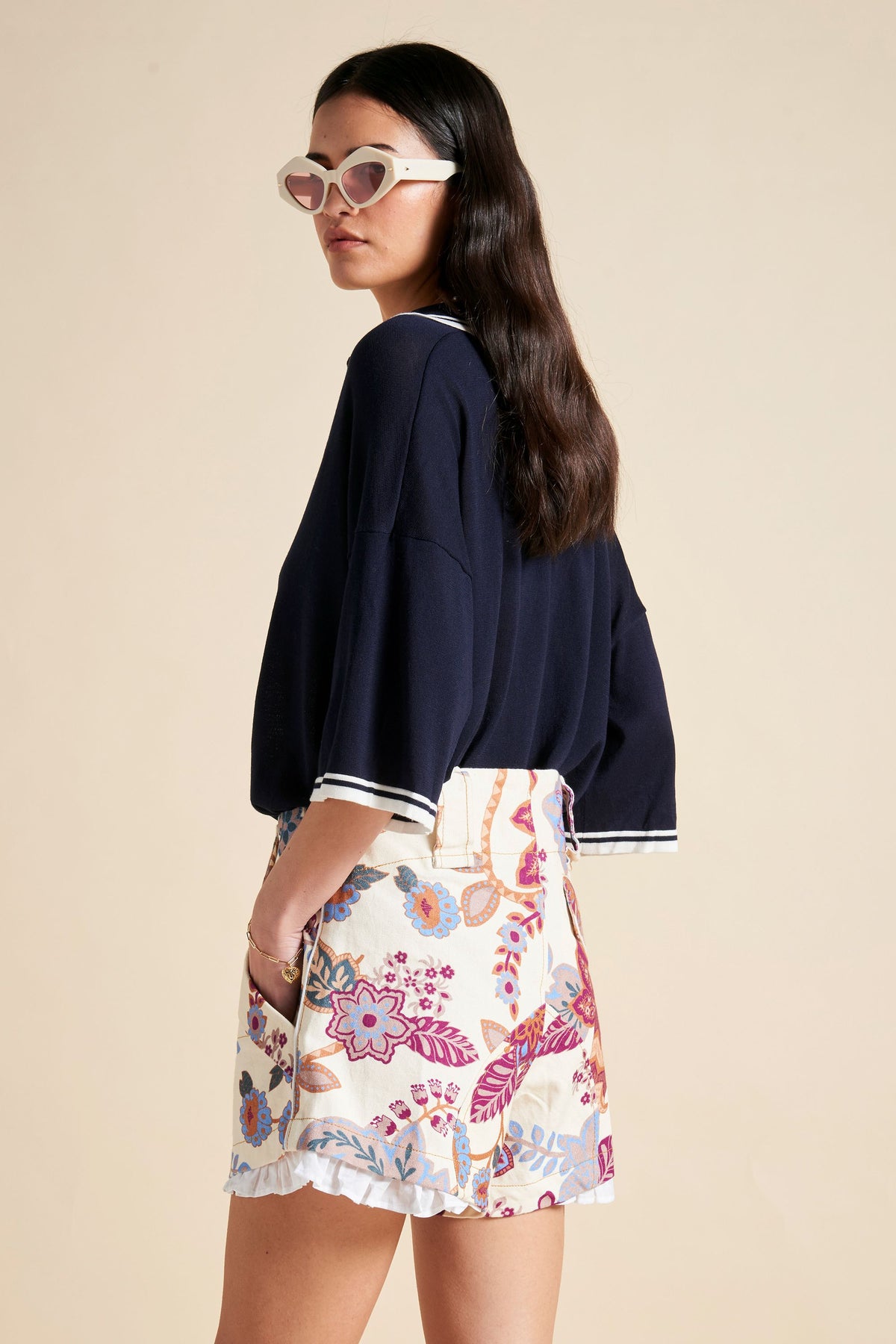 Harbour Organic Cotton Shorts Cream Multi