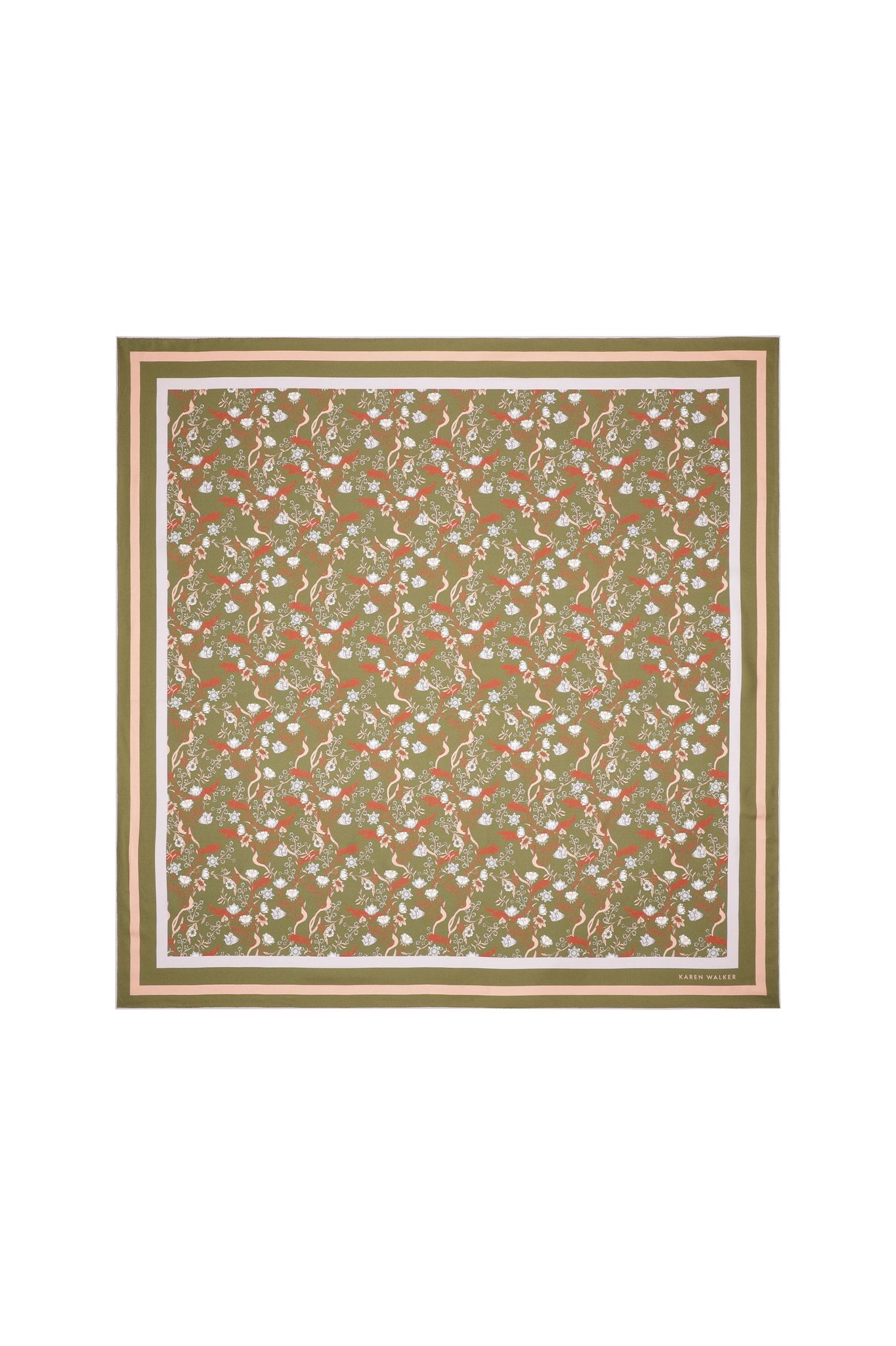 Whimsy Floral Classic Scarf Olive Multi