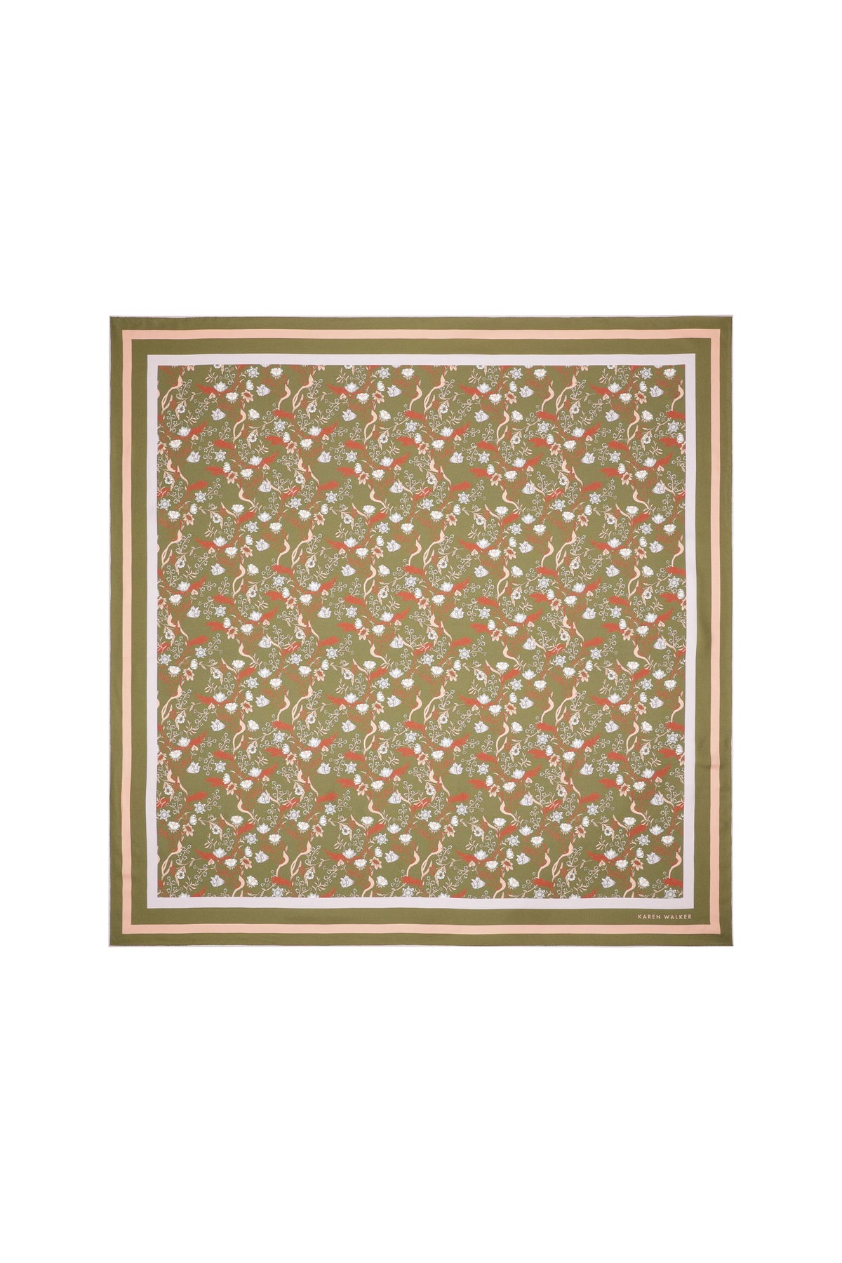 Whimsy Floral Classic Scarf Olive Multi