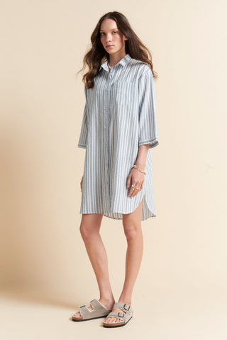 Seersucker Stripe Nightshirt Sky Blue