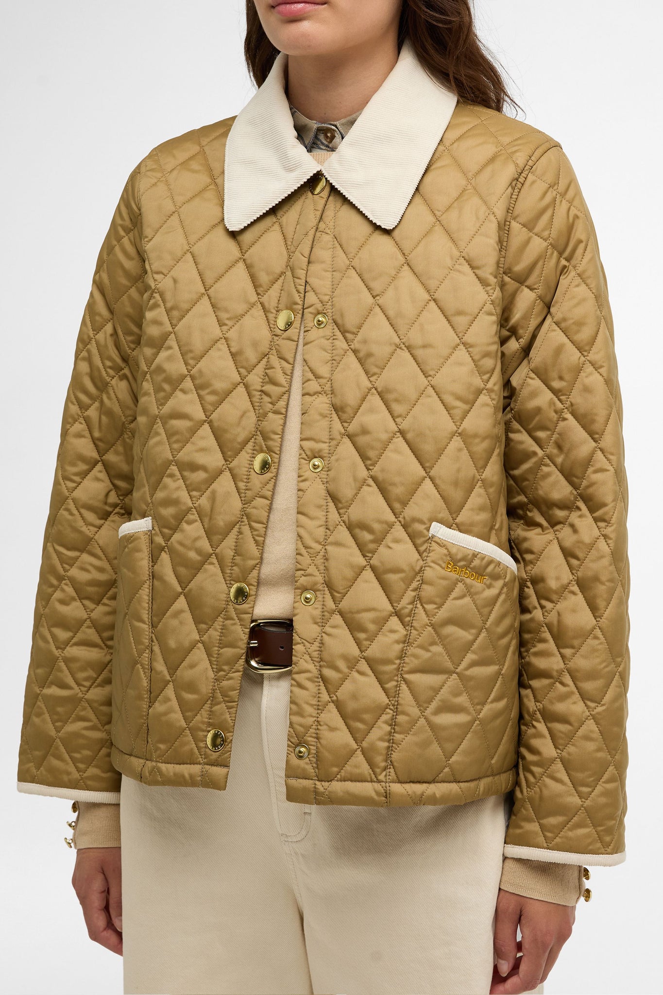 Cropped Liddesdale Quilted Jacket Sand/Dress/Pearl