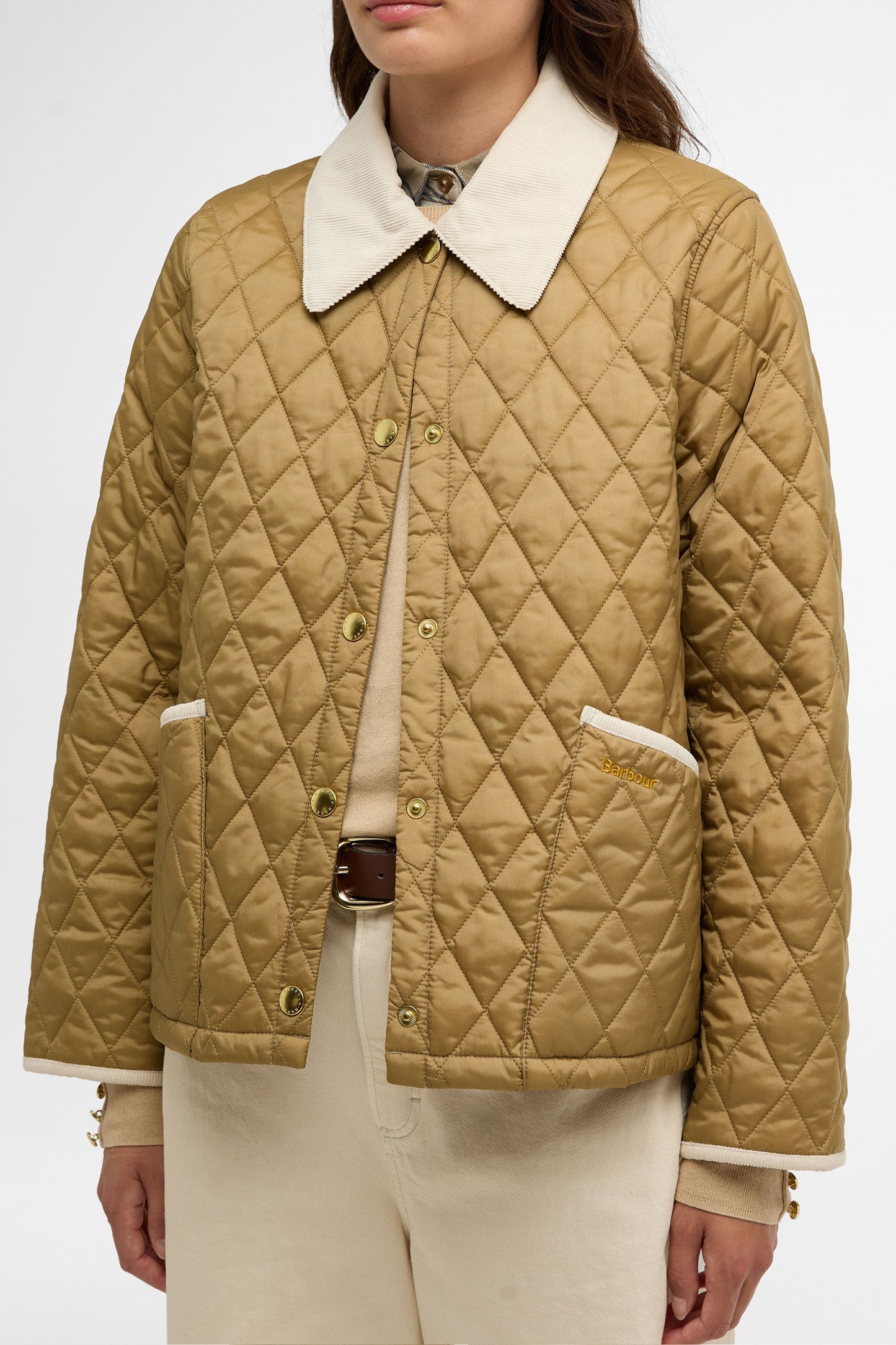 Cropped Liddesdale Quilted Jacket Sand/Dress/Pearl