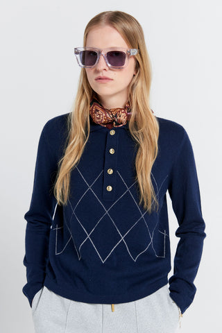Society Argyle Polo Navy
