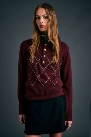Society Argyle Polo Burgundy