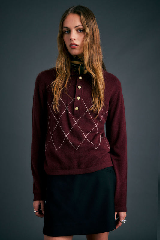 Society Argyle Polo Burgundy