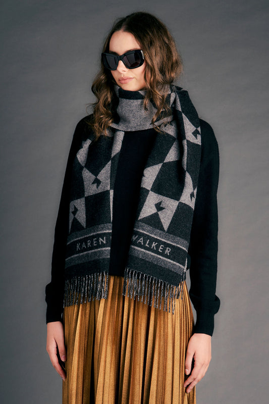 Monogram Jacquard Scarf Black/Grey
