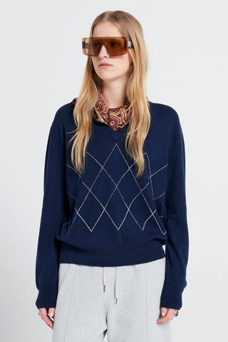 Club Argyle Sweater Navy