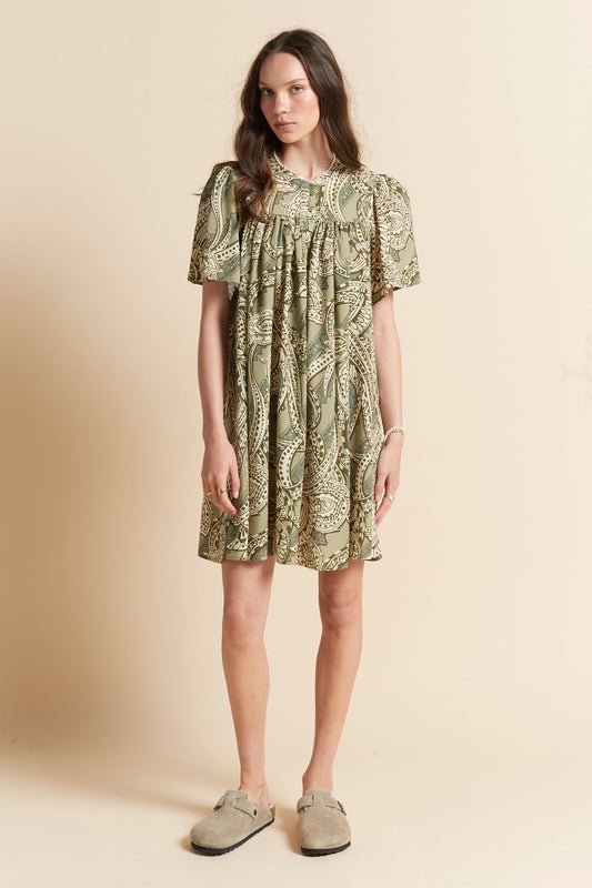 Ocean Paisley Gathered Nightie Olive