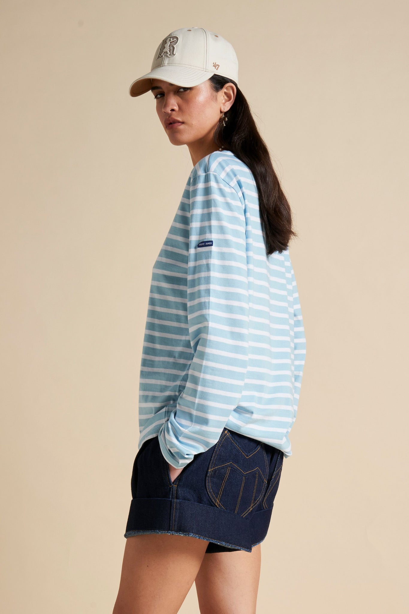 Minquiers Moderne Striped Sailor Shirt Nuance/Neige
