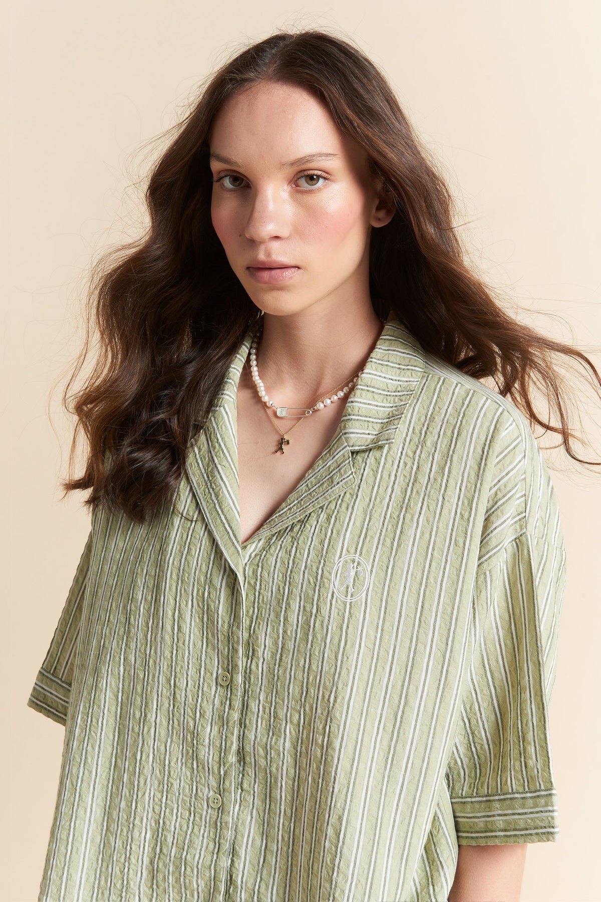 Seersucker Stripe Boxer PJ Olive
