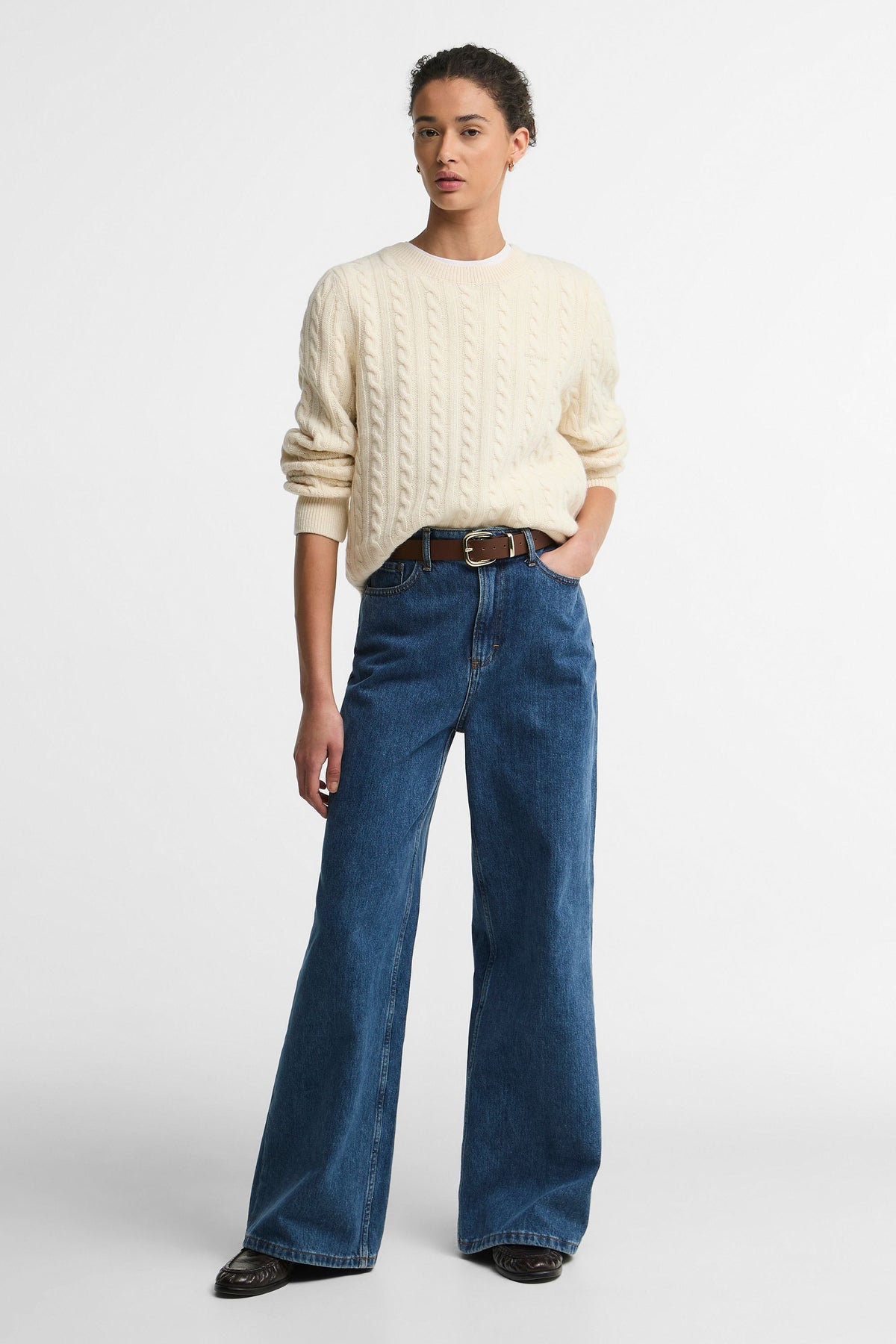 Ashdown Cable Knitted Jumper Ecru
