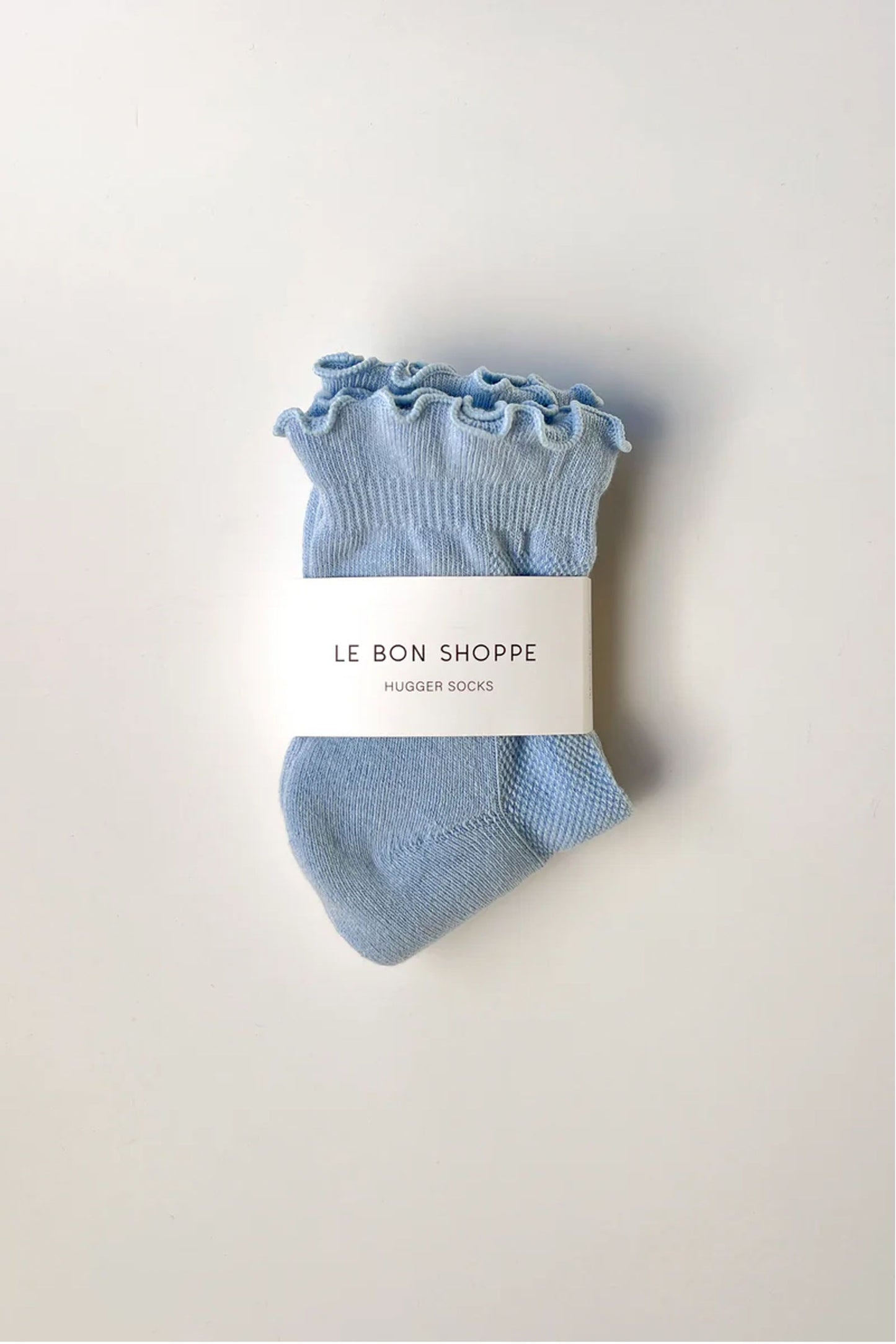 Ruffle Hugger Crew Socks Periwinkle/Red