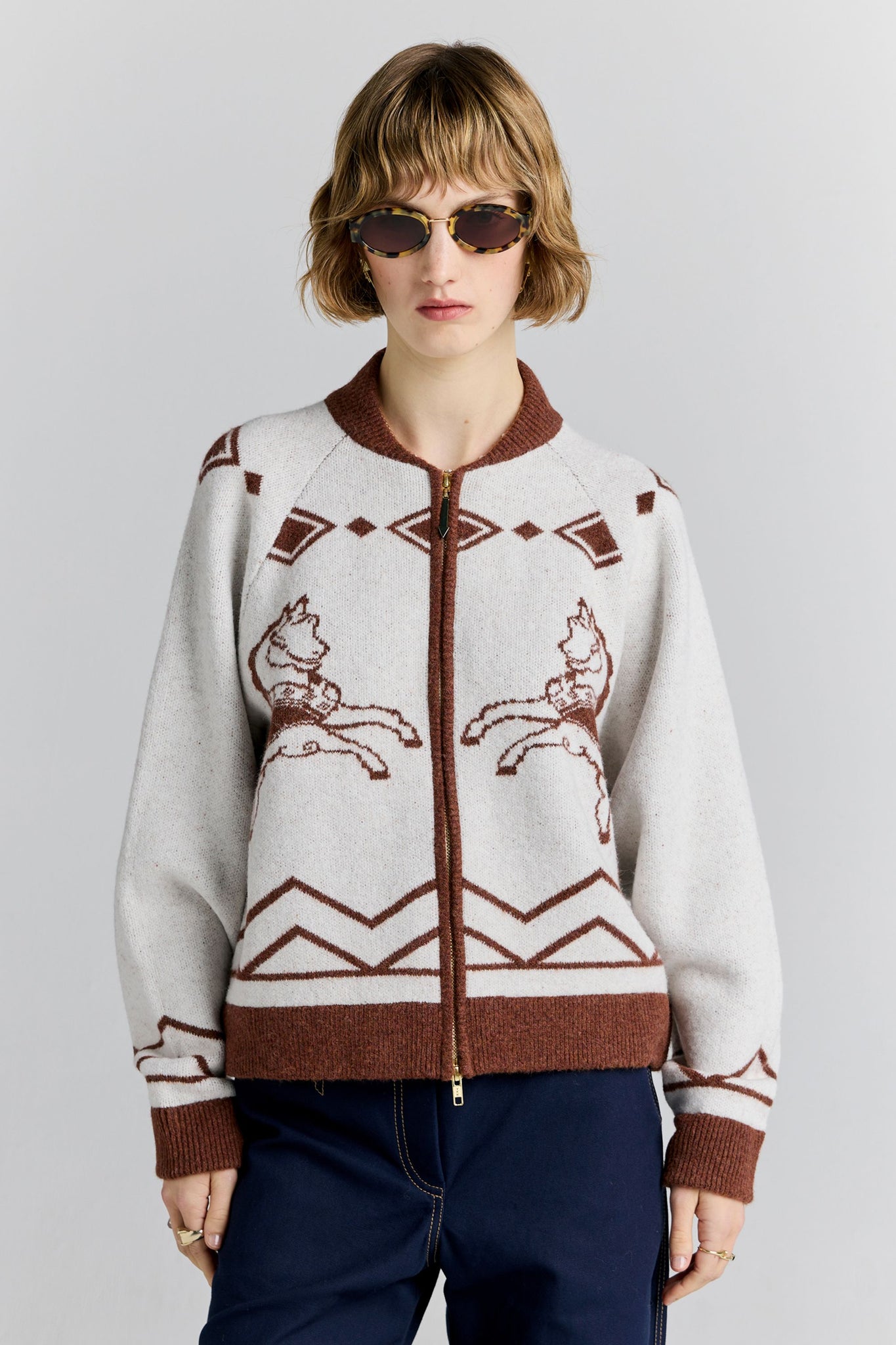 Carousel Knit Bomber Ivory