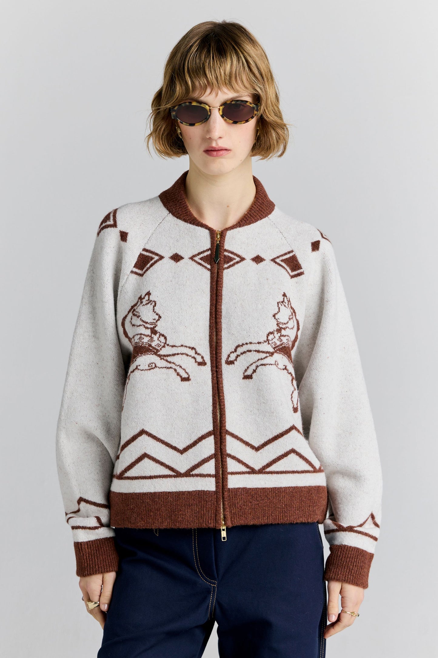 Carousel Knit Bomber Ivory