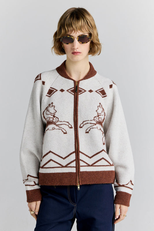 Carousel Knit Bomber Ivory