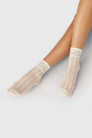Erica Crochet Socks Ivory