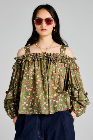 Leah Top Olive Multi
