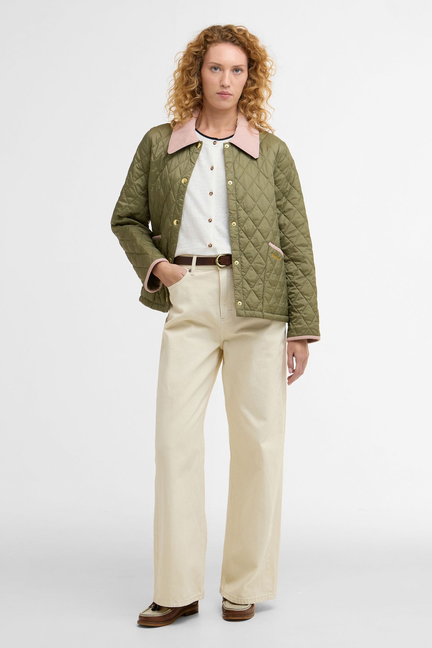 Cropped Liddesdale Quilted Jacket Bleached Olive