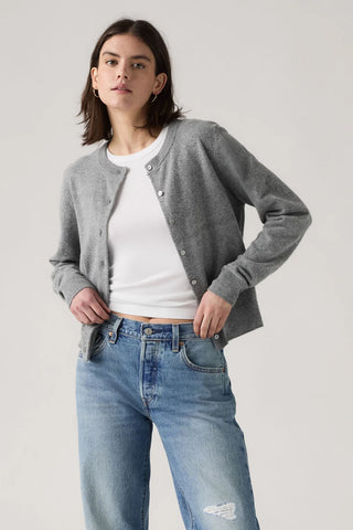 Super Soft Crewneck Cardi Dark Heather Grey