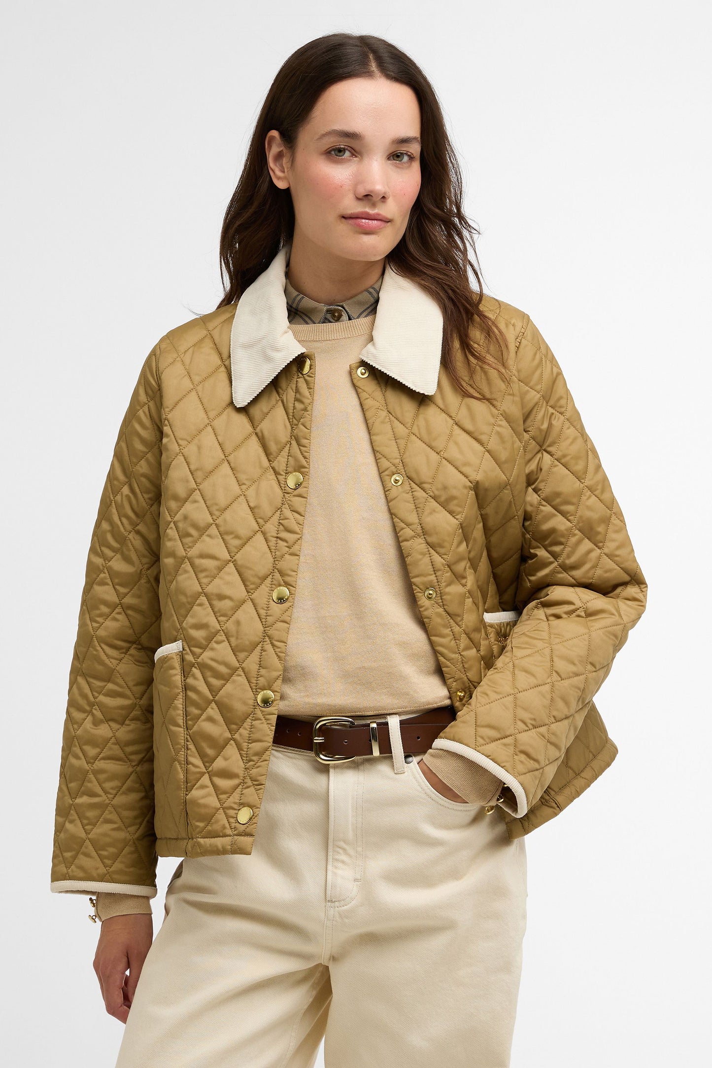 Cropped Liddesdale Quilted Jacket Sand/Dress/Pearl